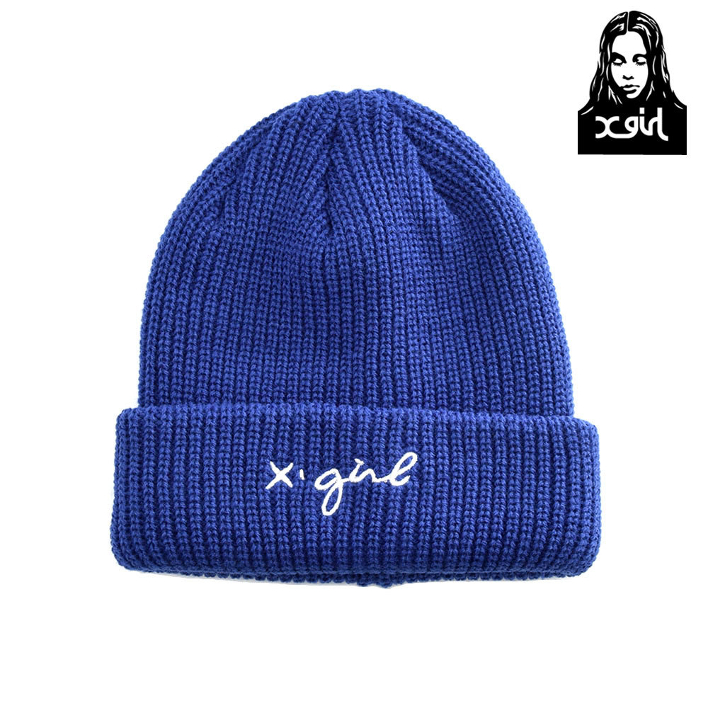 エックス ガール X Girl Cursive Logo Knit Cap Blue Lockers ベースボールキャップ専門通販